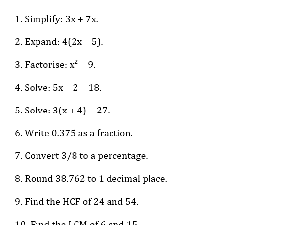 GCSE Maths Past Paper Exam Style Questions Answers Included