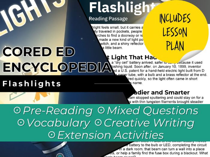 Flashlights Reading Comprehension Passage - Cored Ed Encyclopedia