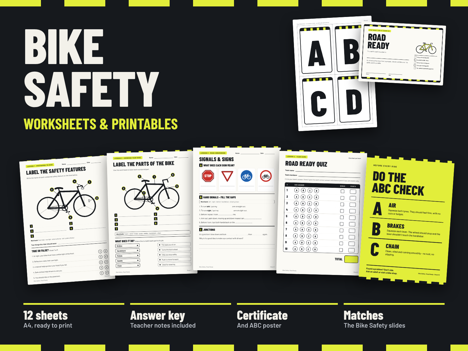 Safety First Pdf Bike Safety: Road Ready – Complete Unit Bundle (Slides + Worksheets ...