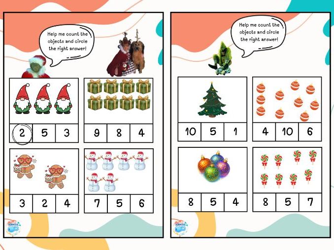 Count and Circle — The Grinch & Friends | EYFS Christmas Counting to 10