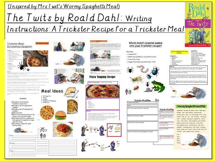 The Twits by Roald Dahl-Writing Instructions: Trickster Recipe for a Trickster Meal