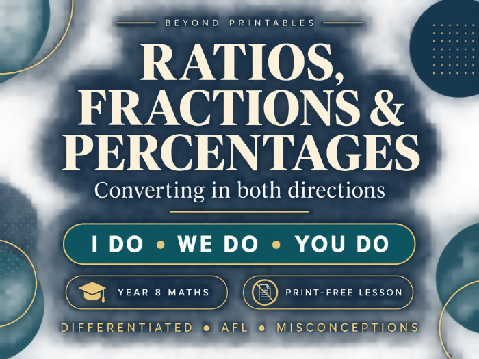Converting Between Ratios, Fractions and Percentages | I Do, We Do, You Do | Year 8 Maths print-free
