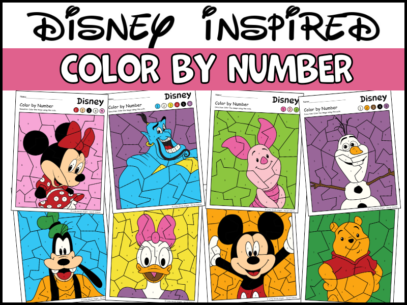 Disney Color by Number | 8 Character Activities