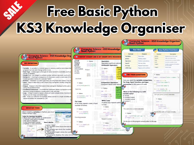 KS3 Knowledge Organiser - Basic Python