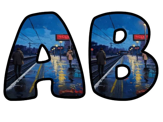 Rainy Train Station Urban Themed Lettering Set | Classroom Display | Upper & Lowercase, 0-9