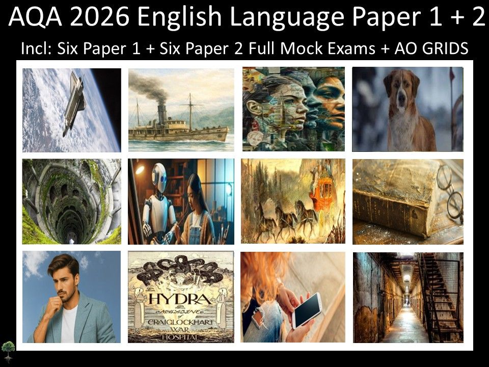 Twelve AQA 2026 GCSE English Language Paper 1 + 2 Mocks | AO GRIDS
