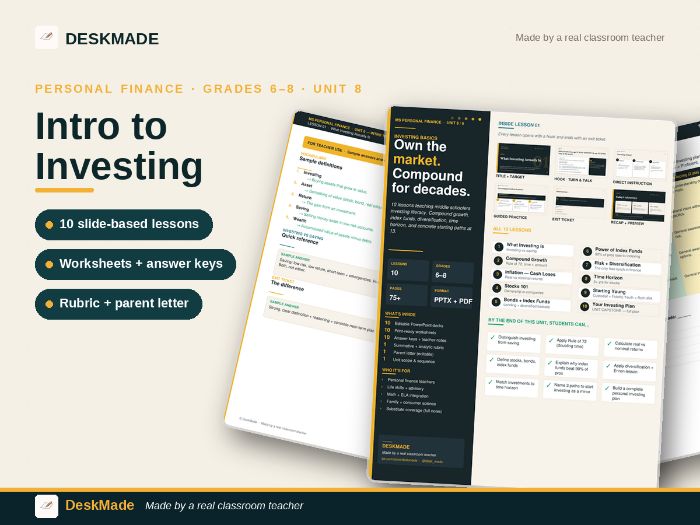 Middle School Investing | Personal Finance Unit 8 | 10 Lessons
