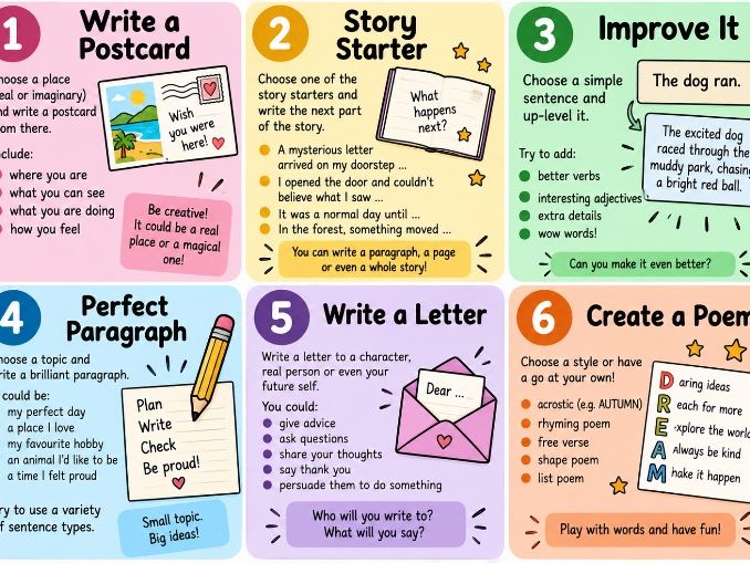 Writing Early Finisher Cards