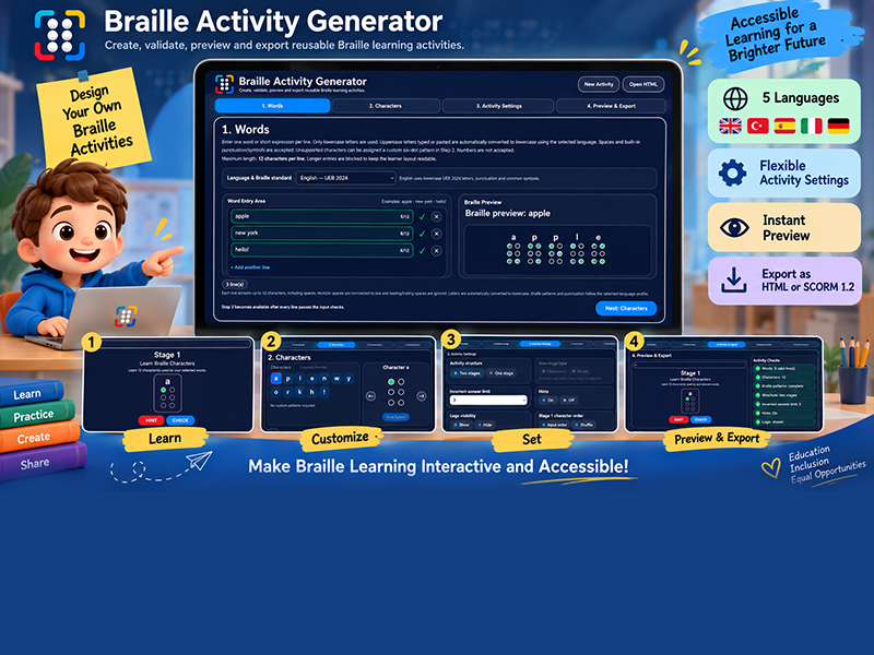 Multilingual Braille Activity Generator – HTML & SCORM 1.2