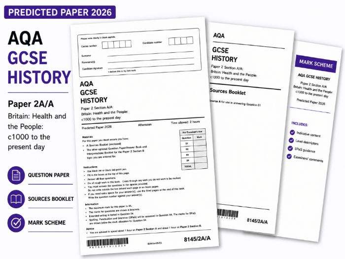 AQA GCSE History (8145) Paper 2A/A Health and the People Predicted Paper 2026