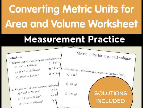 Converting Metric Units for Area and Volume Worksheet | Measurement Practice