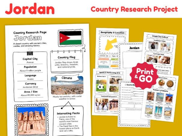 Jordan Geography Research Project | Printable Activities