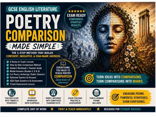 GCSE Poetry Comparison Unit of Work | 6 Lessons | Workbook + Teacher Guide