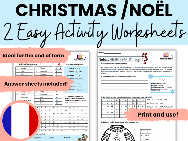 French Christmas Noel Activity Worksheets (x2!)