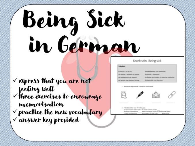 Being sick - Krank sein -  German worksheet