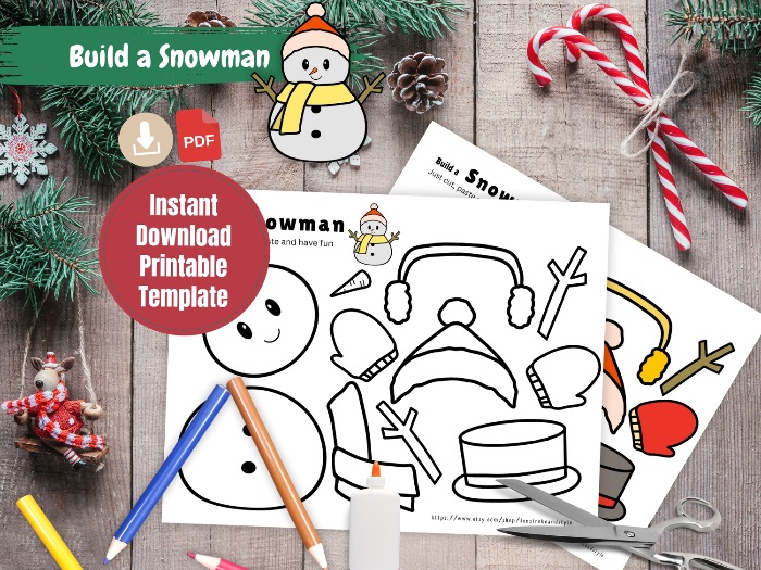 Build a snowman Paper craft for kids