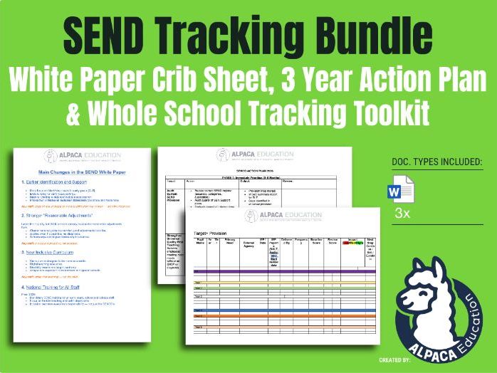 SEND Reform Ready Bundle – White Paper Crib Sheet, 3-Year Action Plan & Whole School Tracking Toolki