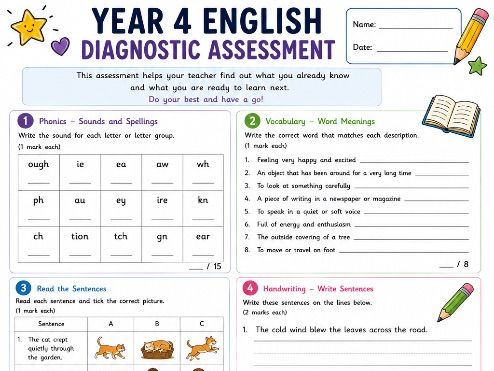 Year 4 English Diagnostic Assessment | KS2 English Baseline Assessment | Start of Year