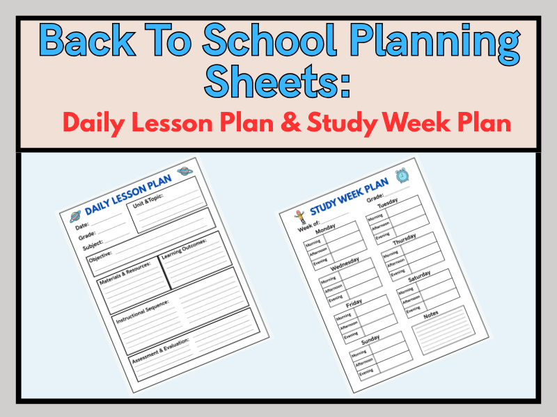 Back to School Planning Sheets