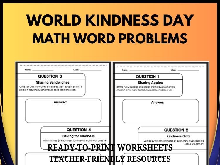 Kindness Math Word Problems | 40 Kindness-Themed Problems & Answer Key
