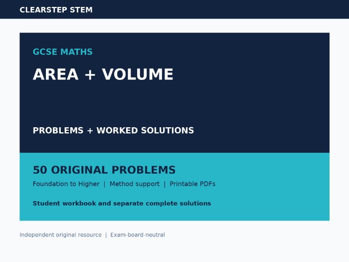 GCSE Area Volume Problems Worked Solutions