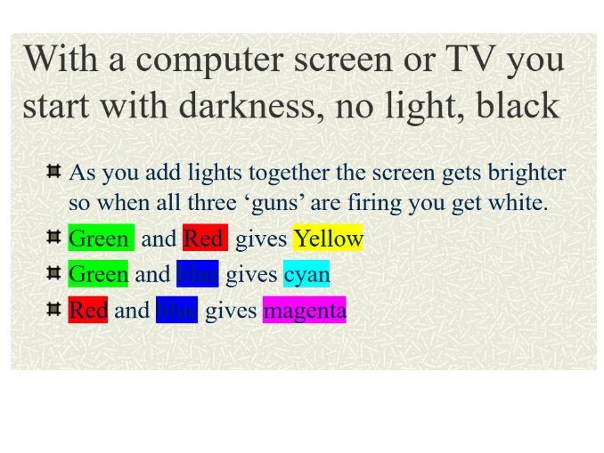 Why  are printer and TV screen colours different