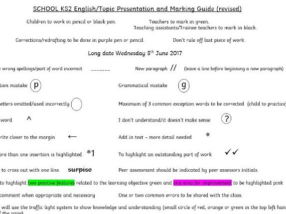 Whole School Marking and Presentation Guide