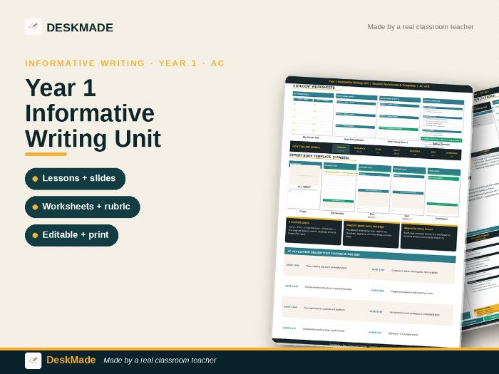 Year 1 Informative Writing Unit | 12 Lessons | AC v9.0