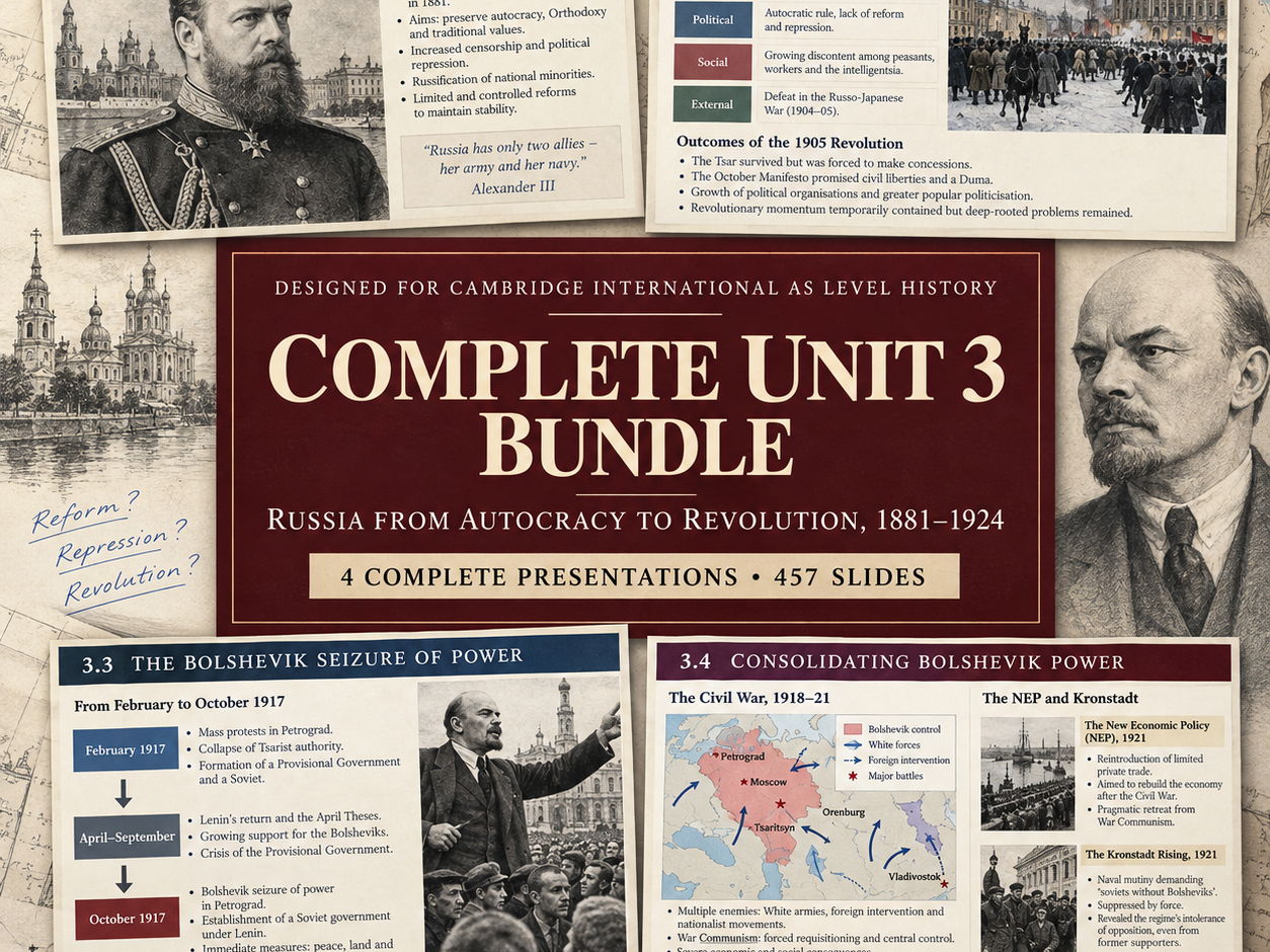 Russia from Autocracy to Revolution, 1881–1924 | Cambridge AS Level History 9489 | Complete Bundle