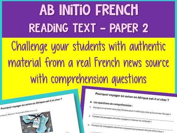 *FREEBIE* IB French Ab Initio Reading Text | Exam-Style | Test Prep | Beginner