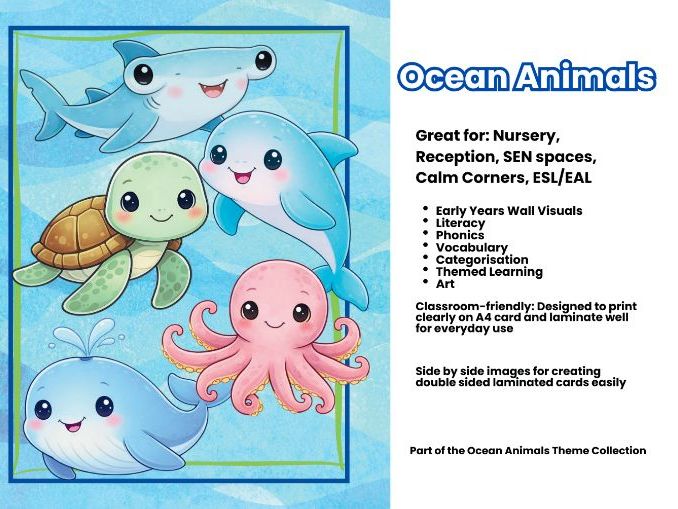 Ocean Animals Early Years Visuals, Signs, Labels Pack