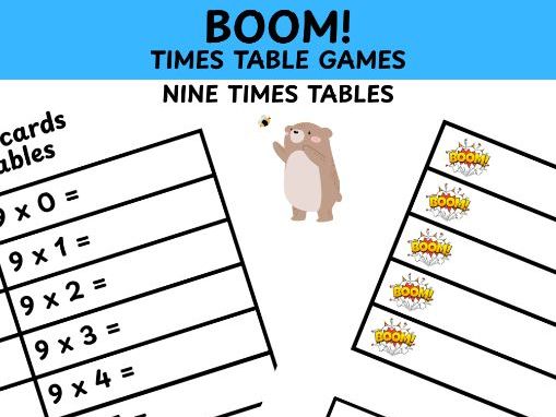 9 times table multiplication Boom game