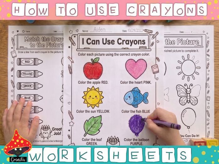 How to Use Crayons Worksheets  School Supplies Activities for Kindergarten