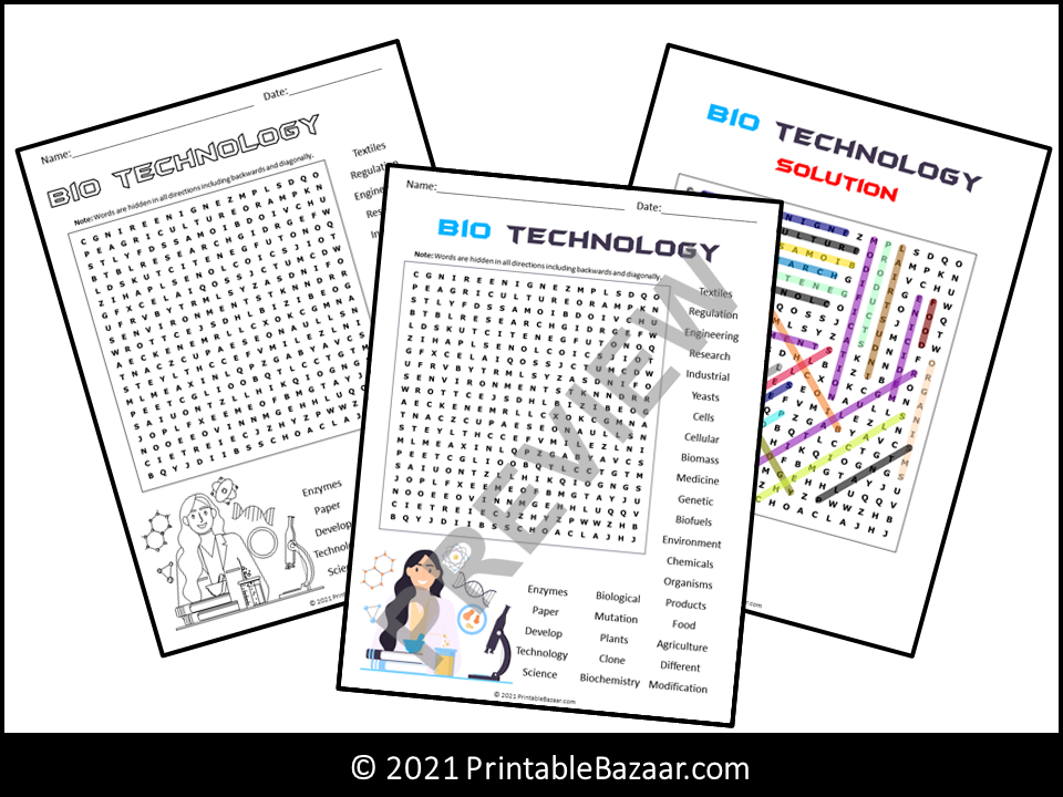 Bio technology Word Search Puzzle Teaching Resources