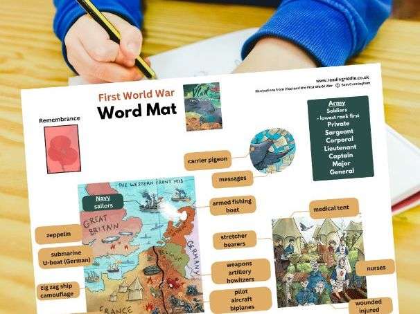 First World War word sheet - WW1 vocabulary writing prompt