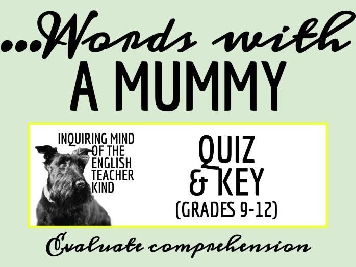 "Some Words with a Mummy" by Edgar Allan Poe Quiz and Answer Key (Satirical Fiction for Halloween)