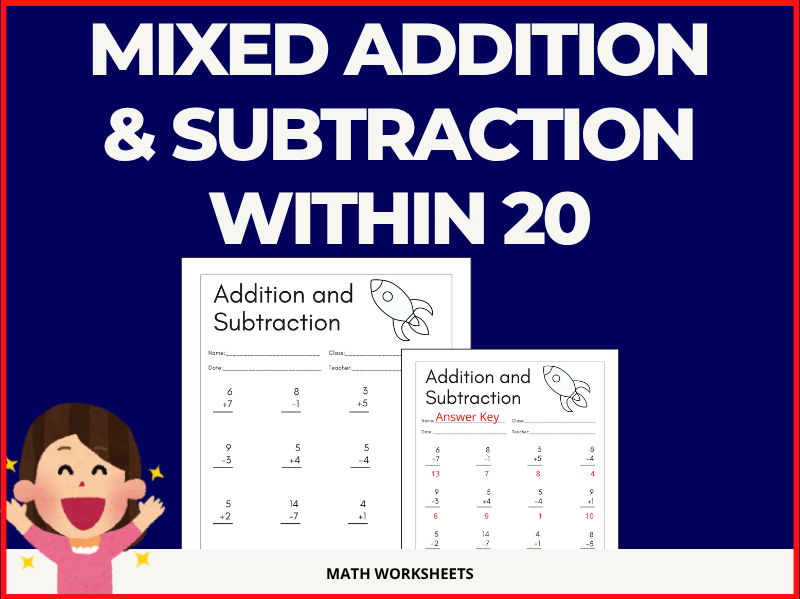 Mixed Addition and Subtraction Within 20 Worksheets