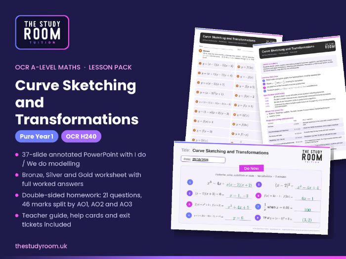 OCR A-level Maths: Curve Sketching and Transformations (Pure Year 1) – Complete Lesson Pack