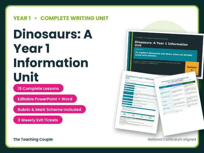 Dinosaurs: A Year 1 Information Unit | Year 1 English Unit | 15 Complete Lessons + Resources