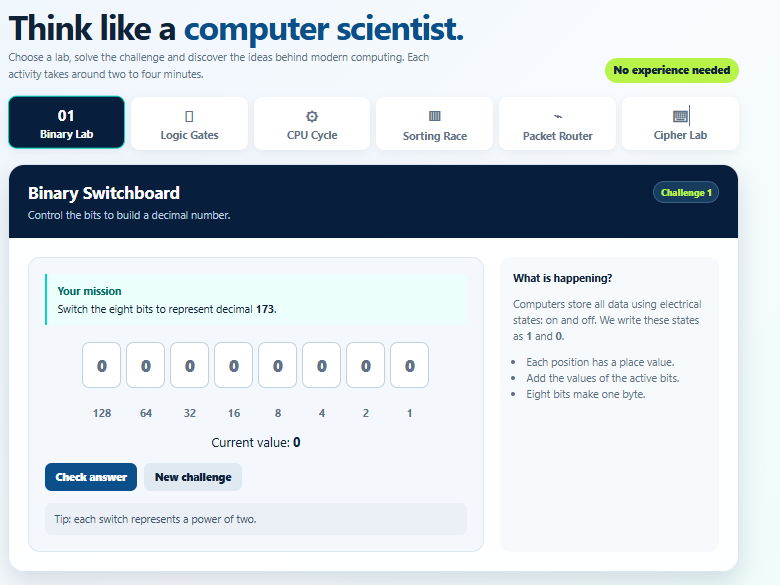 A level Computer Science Simulator - Suitable for Open evenings