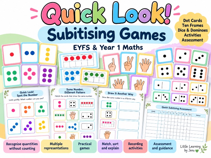 Quick Look! Subitising Games | EYFS & Year 1 Maths | Dot Cards, Ten Frames & Activities