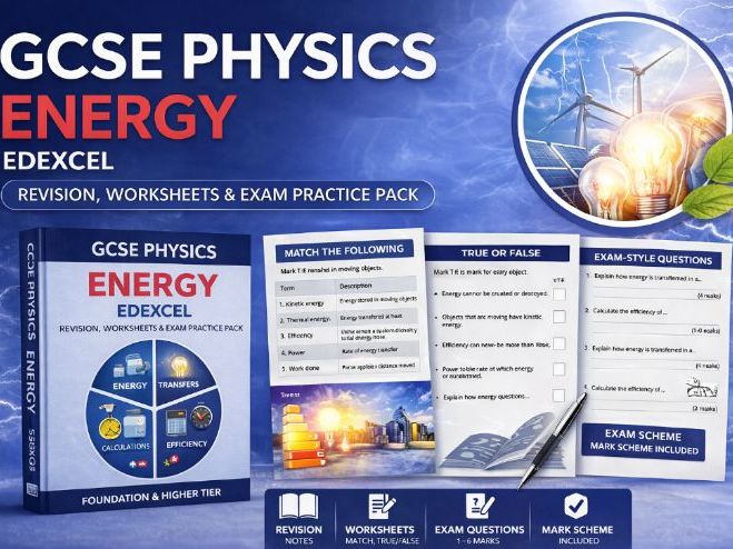 GCSE Physics Energy Edexcel Revision Worksheets and Exam Practice Pack