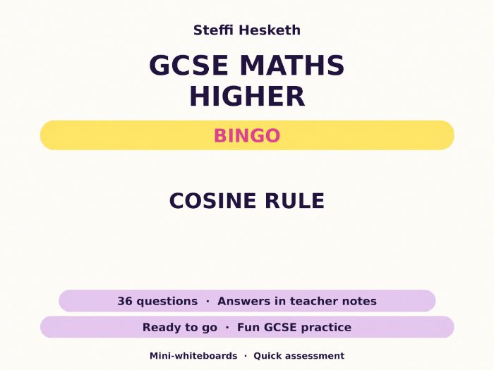 Cosine Rule GCSE Maths Higher Bingo