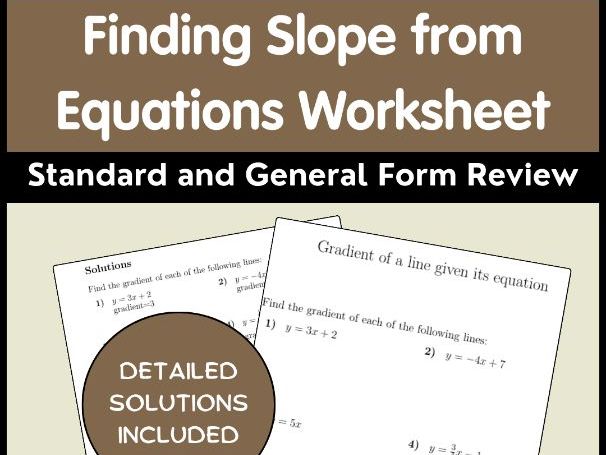 Finding Slope from Equations Worksheet | Standard and General Form Review