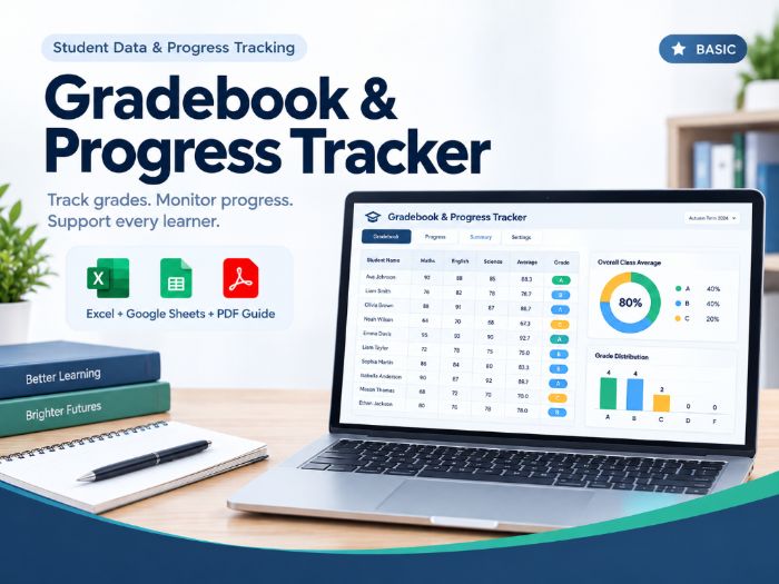 Gradebook & Student Progress Tracker | Excel, Google Sheets & PDF Guide