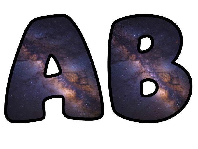 Milky Way Galaxy Classroom Display | Lettering Set | Upper & Lowercase, 0-9 and Signs