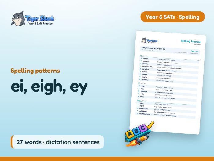 ei, eigh, ey: Year 6 Spelling Patterns