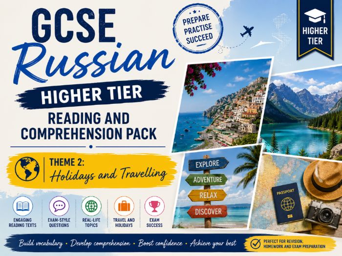 GCSE Russian Higher Tier Reading and Comprehension Pack — Theme 2: Holidays and Travelling.