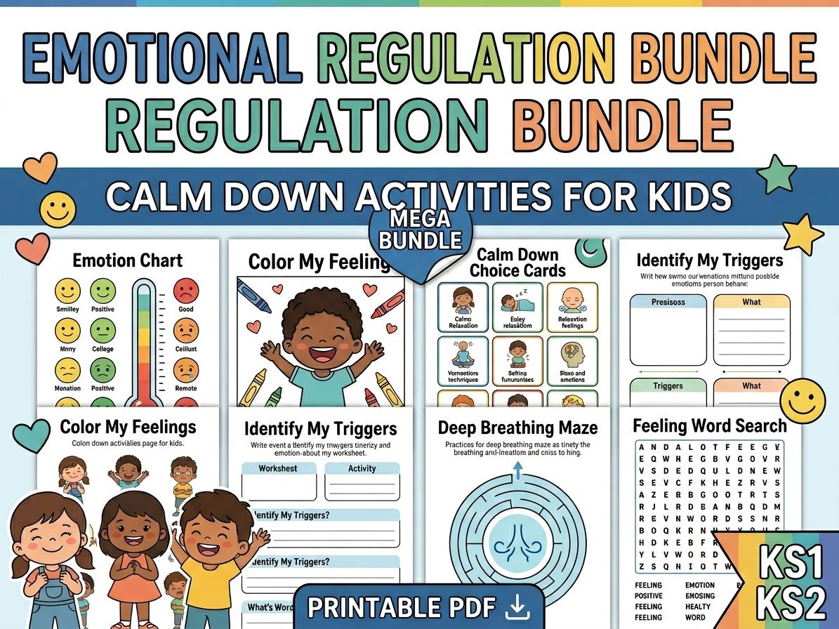 Emotional Regulation Bundle for Kids | Calm Down Activities & SEL Worksheets KS1 KS2