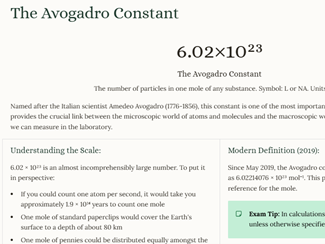 AS Level Chemistry - Unit 2.2 The mole and the Avogadro constant